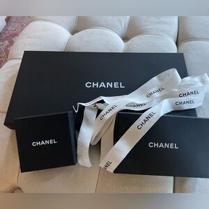 Chanel Black Gift Boxes with White Ribbon set of 3